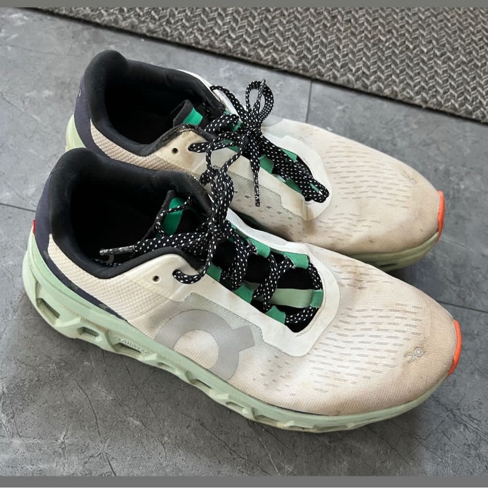 On Running Women's Beige Green Black Athletic Shoes